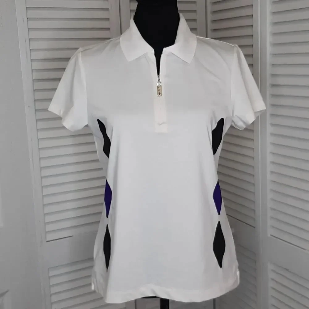 EP Pro Tour Tech White with Black and Purple Diamond Design Shirt